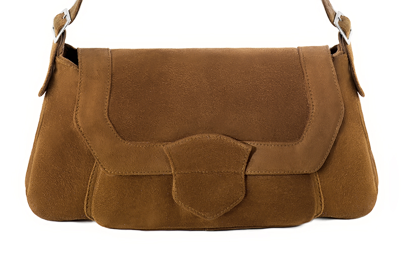 Sac porté à l'épaule habillé femme en cuir marron caramel - Vue de profil