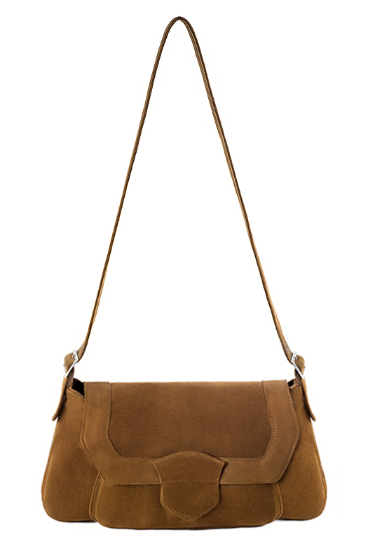 Sac porté à l'épaule habillé femme en cuir marron caramel - Vue du dessus