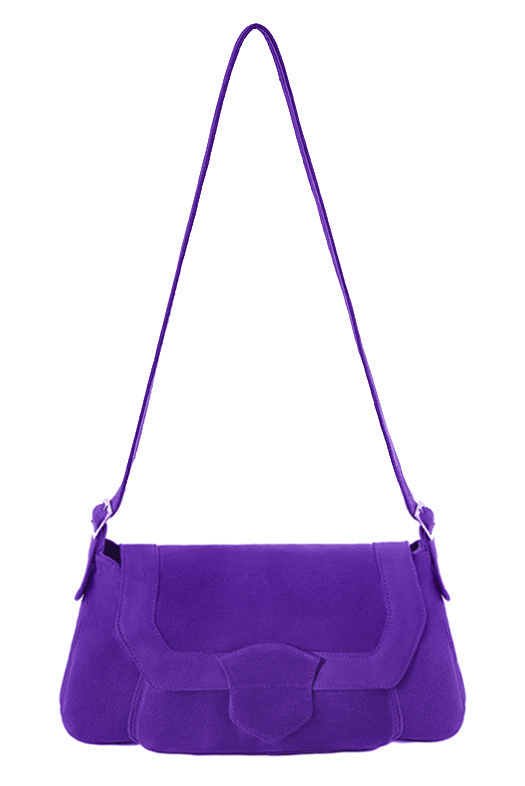 Sac porté à l'épaule habillé femme en cuir violet outremer - Vue du dessus