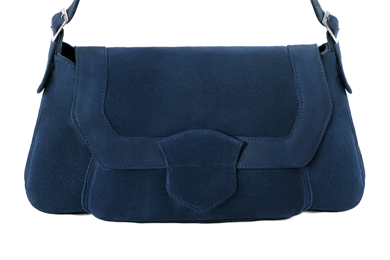 Sac porté à l'épaule habillé femme en cuir bleu marine - Vue de profil