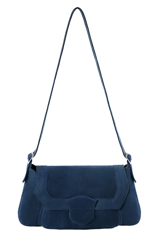 Sac porté à l'épaule habillé femme en cuir bleu marine - Vue du dessus