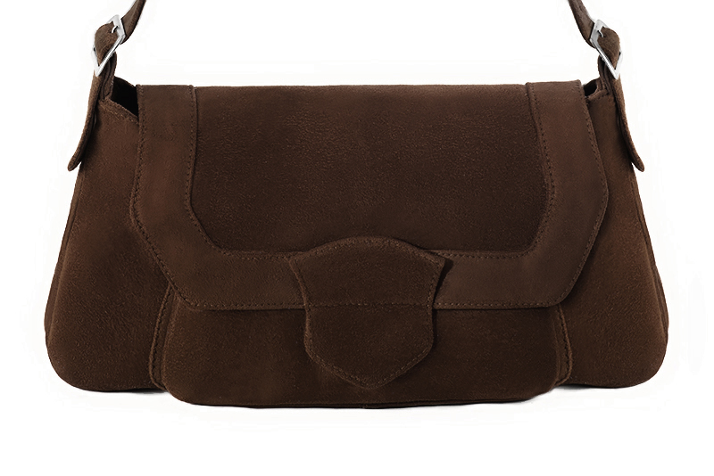 Sac porté à l'épaule habillé femme en cuir marron ébène - Vue de profil