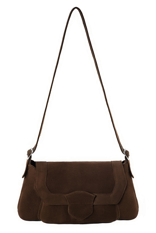 Sac porté à l'épaule habillé femme en cuir marron ébène - Vue du dessus