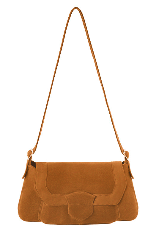 Sac porté à l'épaule habillé femme en cuir beige camel - Vue du dessus