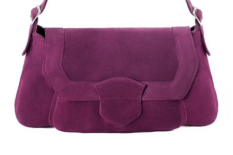 Sac porté à l'épaule habillé femme en cuir violet myrtille - Vue de profil