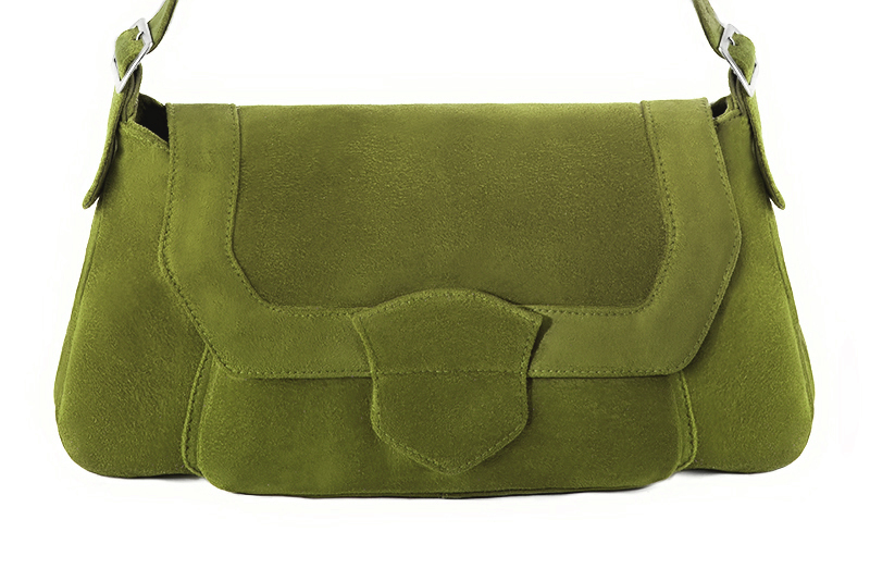 Sac porté à l'épaule habillé femme en cuir vert pistache - Vue de profil