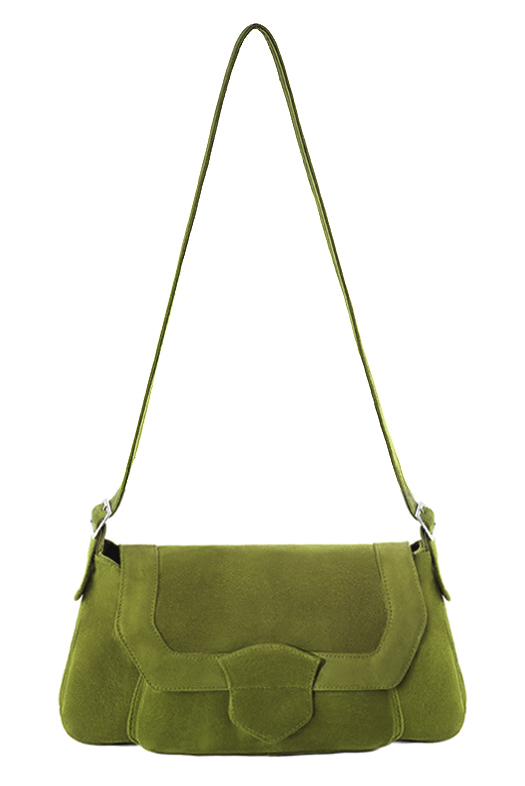 Sac porté à l'épaule habillé femme en cuir vert pistache - Vue du dessus