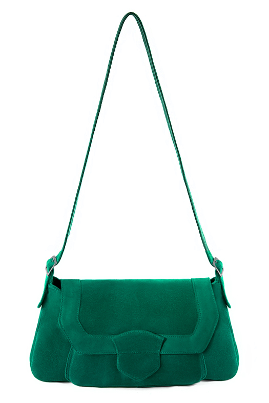 Sac porté à l'épaule habillé femme en cuir vert émeraude - Vue du dessus