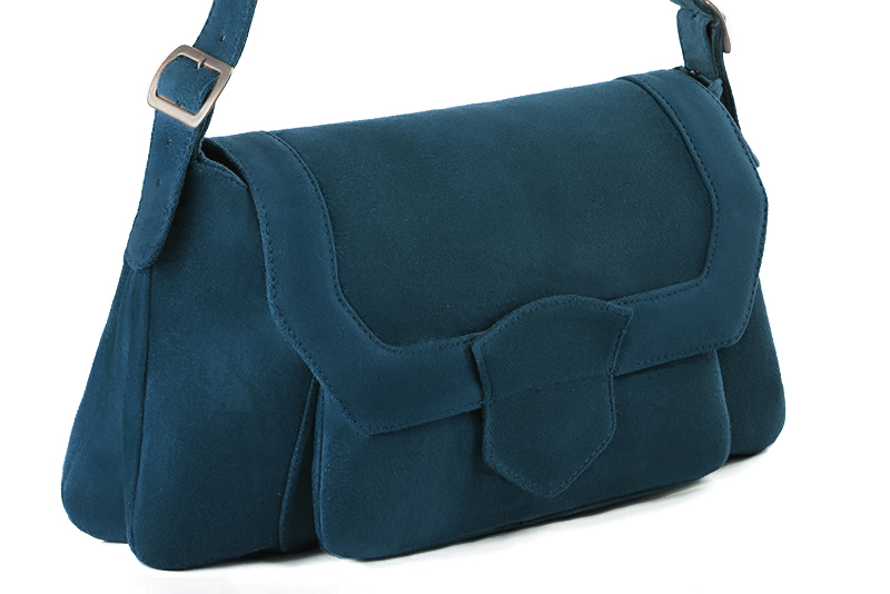 Sac à main habillé en cuir bleu canard - Vue avant