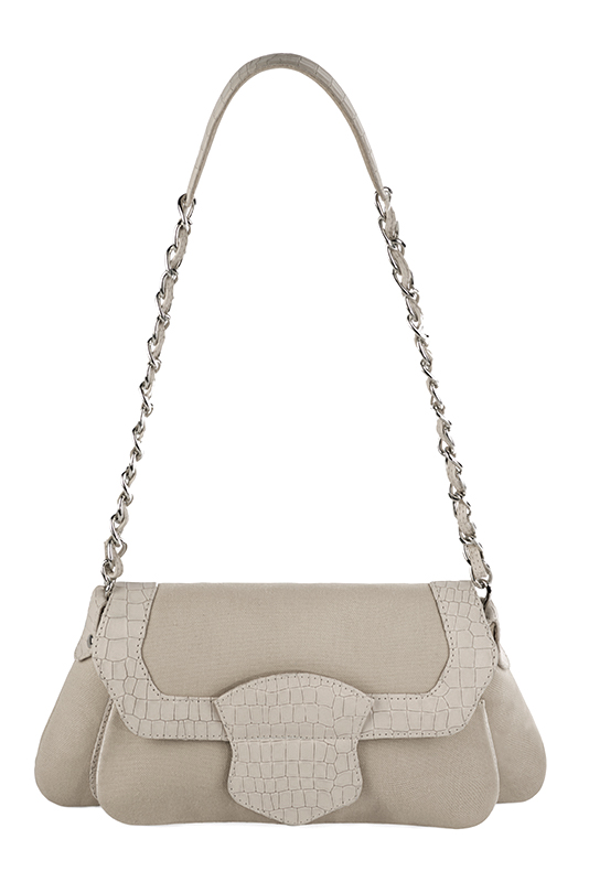 Petit sac porté à l'épaule habillé femme en argent et blanc ivoire - Vue du dessus