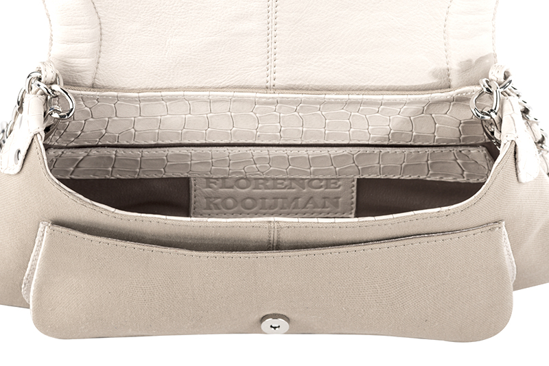 Petit sac porté à l'épaule habillé femme en argent et blanc ivoire - Vue arrière
