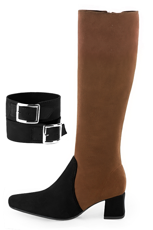 Bracelets pour bottes et cuissardes : A porter sur des bottes ou cuissardes en haut des mollets | couleur noir mat. Vue du dessus - Florence KOOIJMAN