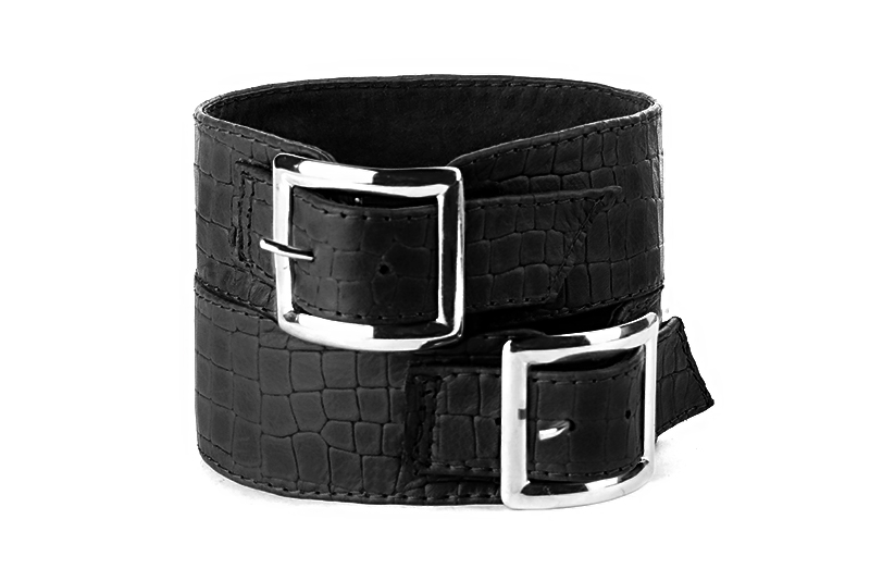 Bracelets pour bottes et cuissardes : A porter sur des bottes ou cuissardes en haut des mollets | couleur noir satiné Vue avant - Florence KOOIJMAN