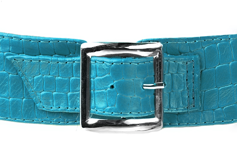 Bracelets pour bottes et cuissardes : A porter sur des bottes ou cuissardes en haut des mollets | couleur bleu turquoise. Vue arrière - Florence KOOIJMAN