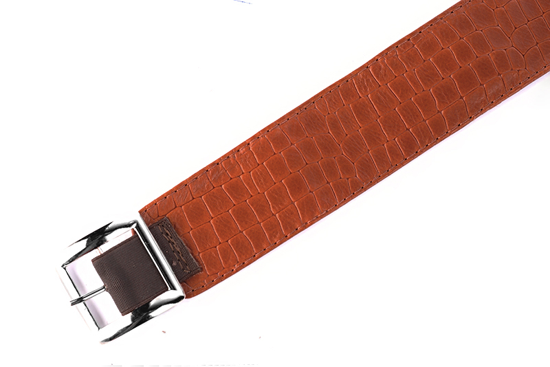 Bracelets pour bottes et cuissardes : A porter sur des bottes ou cuissardes en haut des mollets | couleur orange corail. Vue de profil - Florence KOOIJMAN