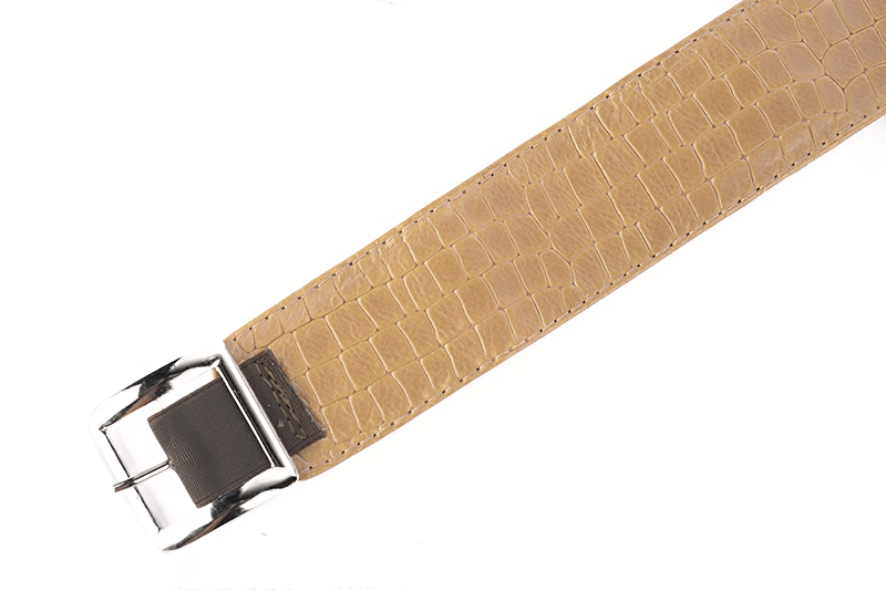 Bracelets pour bottes et cuissardes : A porter sur des bottes ou cuissardes en haut des mollets | couleur beige camel. Vue de profil - Florence KOOIJMAN