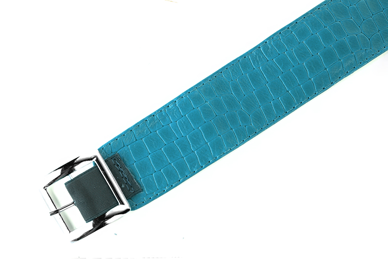 Bracelets pour bottes et cuissardes : A porter sur des bottes ou cuissardes en haut des mollets | couleur bleu turquoise. Vue de profil - Florence KOOIJMAN