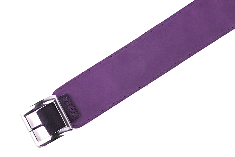 Bracelets pour bottes et cuissardes : A porter sur des bottes ou cuissardes en haut des mollets | couleur violet améthyste. Vue de profil - Florence KOOIJMAN