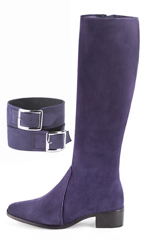Bracelets pour bottes et cuissardes : A porter sur des bottes ou cuissardes en haut des mollets | couleur violet lavande. Vue du dessus - Florence KOOIJMAN