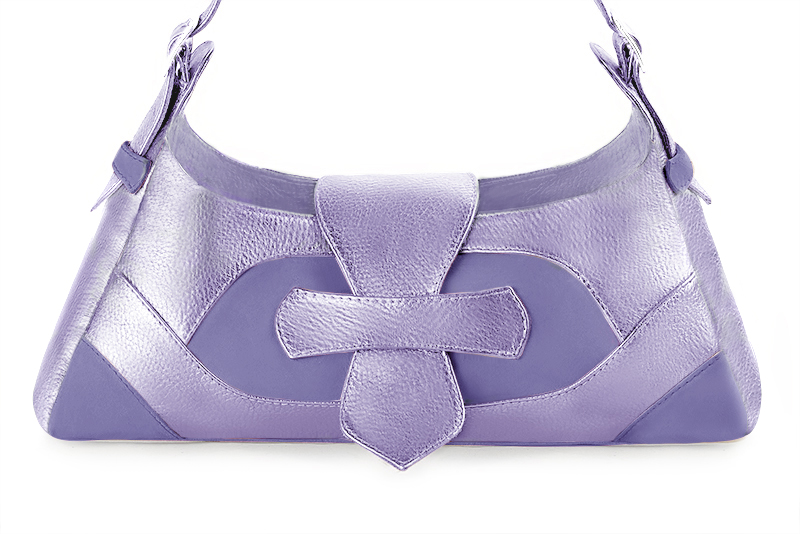 Sac porté à l'épaule pour femme en cuir lavande et lilas - Vue de profil