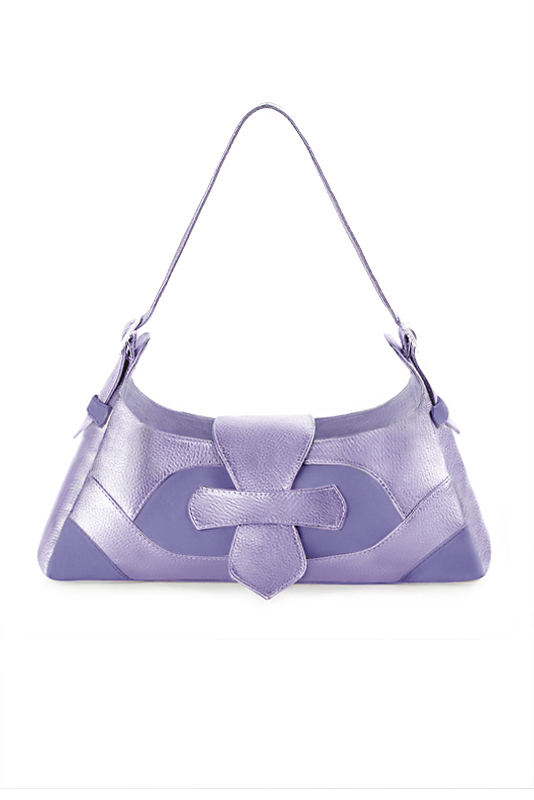 Sac porté à l'épaule pour femme en cuir lavande et lilas - Vue du dessus