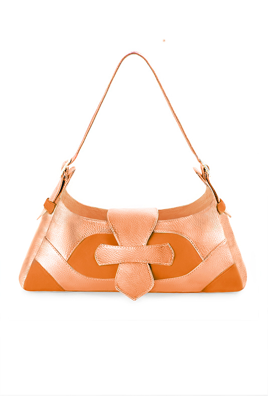 Sac porté à l'épaule habillé femme en cuir orange abricot et orange curcuma - Vue du dessus