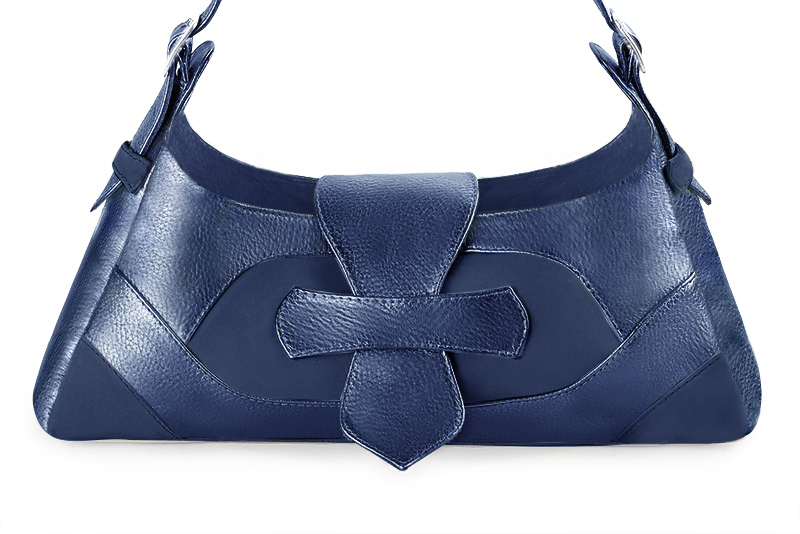 Sac porté à l'épaule habillé femme en cuir bleu indigo - Vue de profil