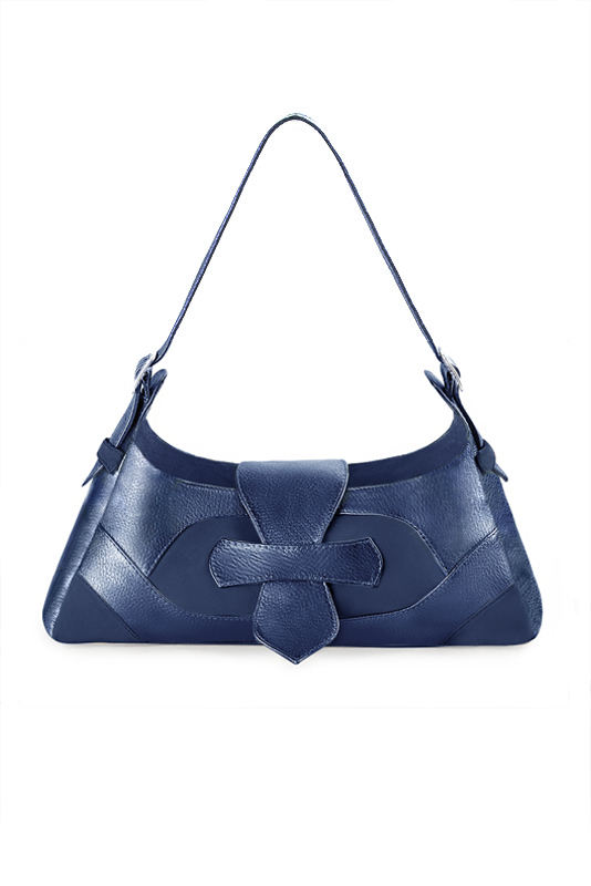 Sac porté à l'épaule habillé femme en cuir bleu indigo - Vue du dessus
