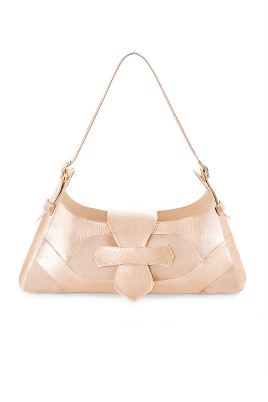 Sac porté à l'épaule habillé femme en cuir rose poudré - Vue du dessus
