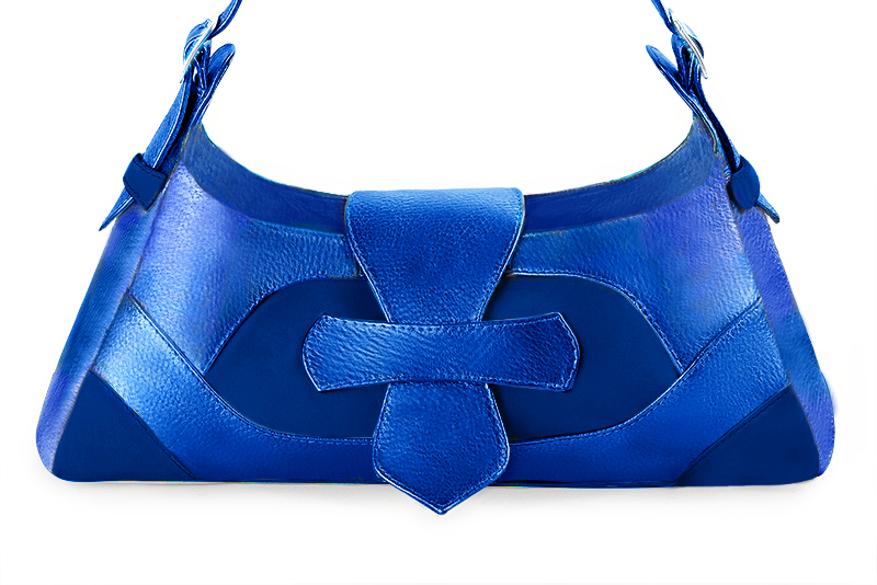 Sac porté à l'épaule pour femme en cuir bleu électrique - Vue de profil