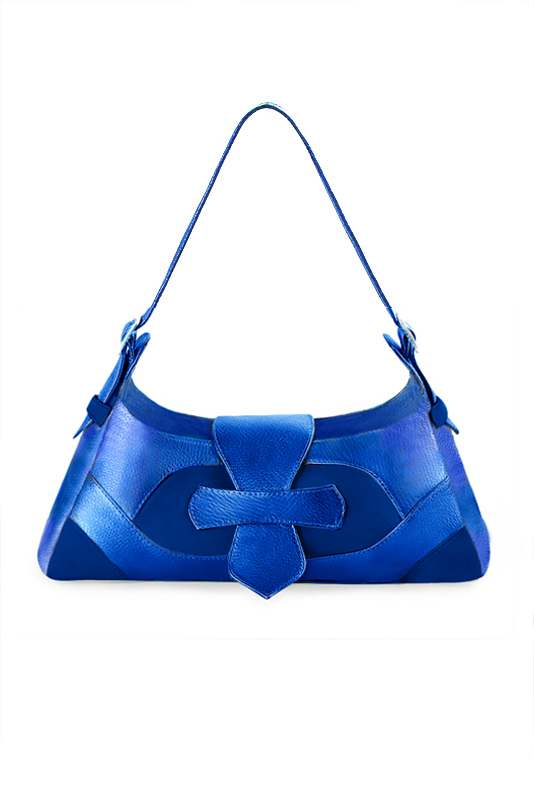 Sac porté à l'épaule pour femme en cuir bleu électrique - Vue du dessus