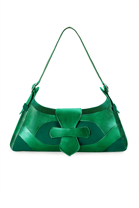 Sac porté à l'épaule habillé femme en cuir vert émeraude - Vue du dessus