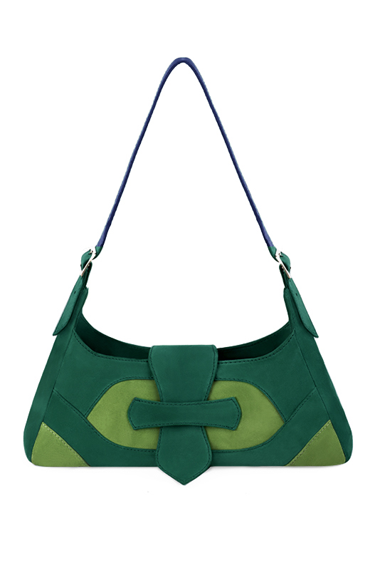Sac porté à l'épaule habillé femme en cuir vert émeraude et vert anis - Vue du dessus