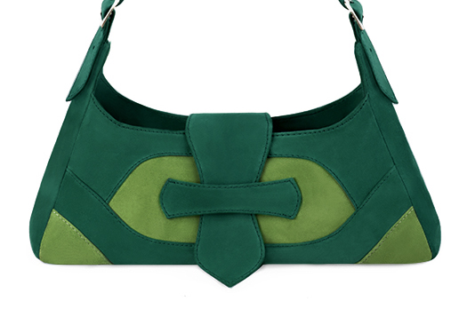 Sac porté à l'épaule habillé femme en cuir vert émeraude et vert anis - Vue de profil