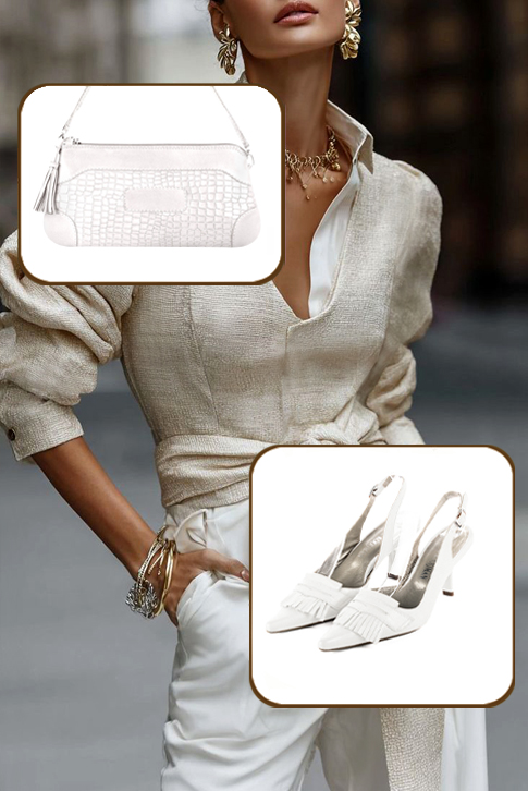 Escarpins habillés bride arrière cuir blanc pur à talon bobine de 7.5 cm et bout pointu - Vue du dessus