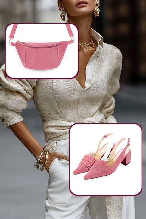 Escarpins habillés bride arrière cuir rose camélia à talon bottier de 5.5 cm et bout pointu - Vue du dessus