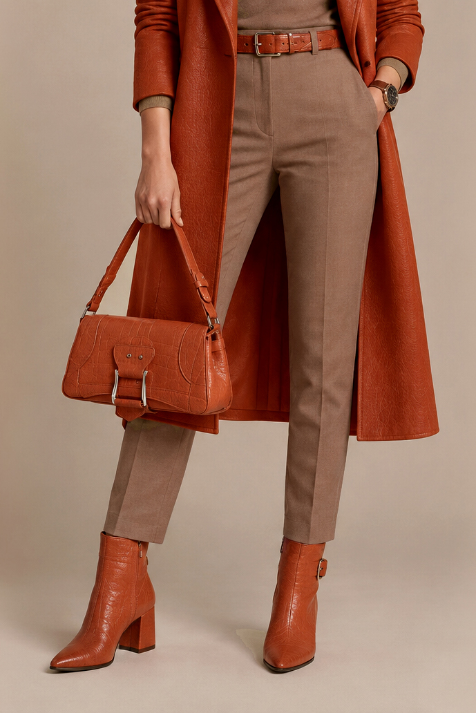 Bottines habillées femme boucles arrière en cuir orange corail et pêche à talon virgule de 5.5 cm et bout pointu - Vue du dessus