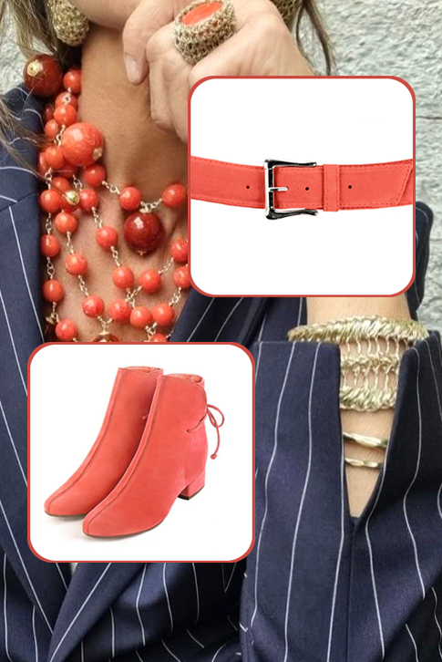 Bottines femme lacets à l'arrière saumon. Bout rond. Talon bottier de 3.5 cm - Vue du dessus