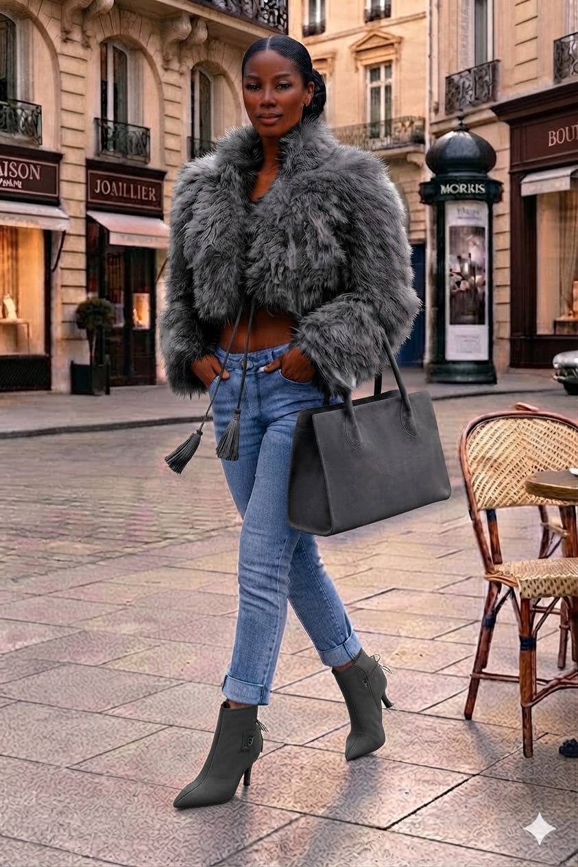Bottines à laçage arrière pour femme en cuir gris foncé avec bout pointu et talon fin de 7.5 cm - Vue du dessus