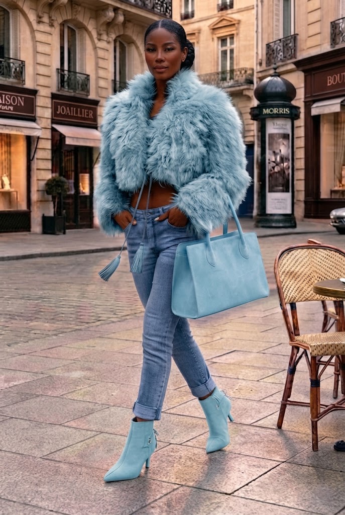 Bottines à laçage arrière pour femme en cuir bleu ciel avec bout pointu et talon fin de 7.5 cm - Vue du dessus