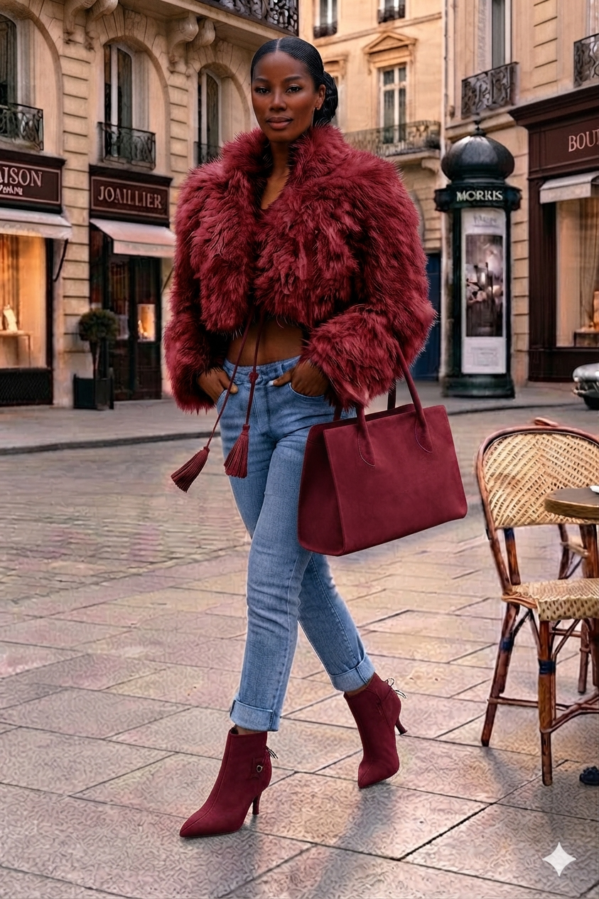 Bottines à laçage arrière pour femme en cuir bordeaux avec bout pointu et talon fin de 7.5 cm - Vue du dessus