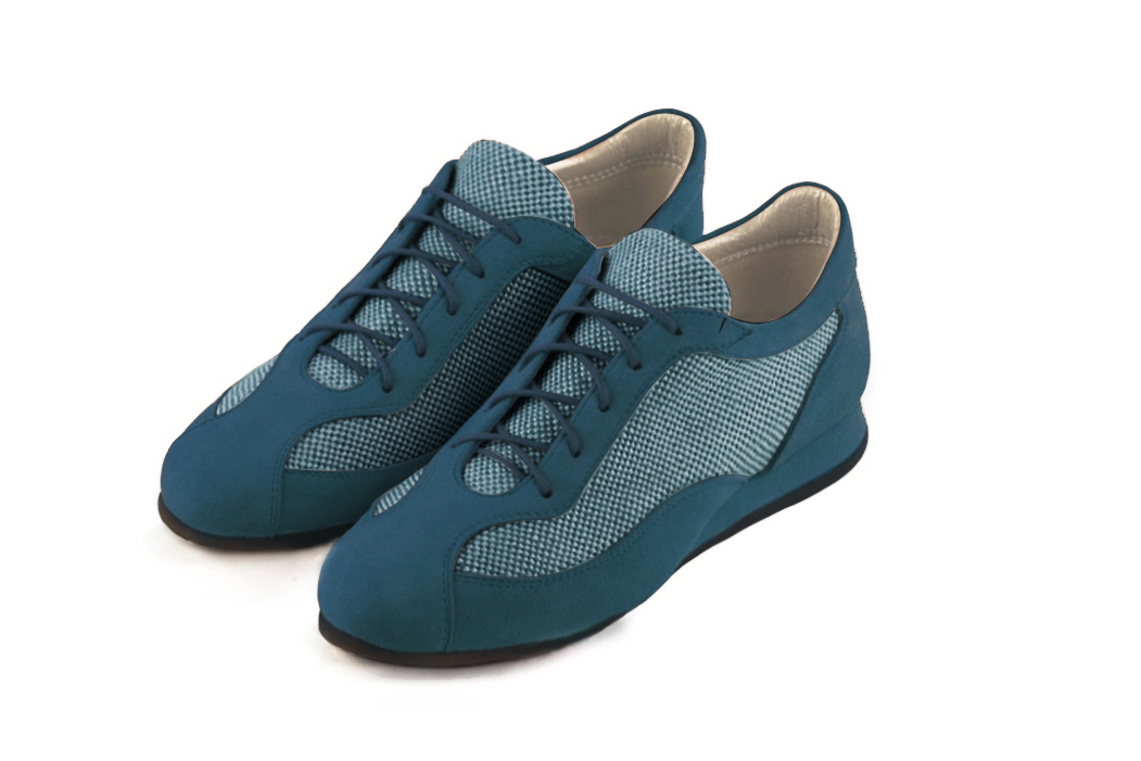 Basket femme habillée : Sneaker urbain unie  couleur bleu canard.. Doublure cuir Vue avant - Florence KOOIJMAN