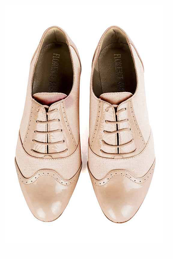 Chaussure femme à lacets : Derby original couleur rose poudré.. Vue du dessus - Florence KOOIJMAN