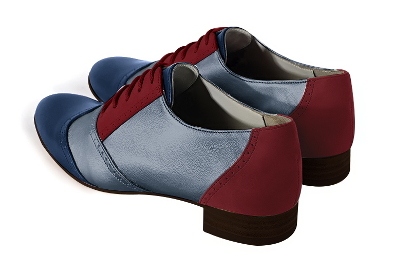 Chaussure femme à lacets : Derby original couleur bleu marine et rouge bordeaux.. Vue arrière - Florence KOOIJMAN