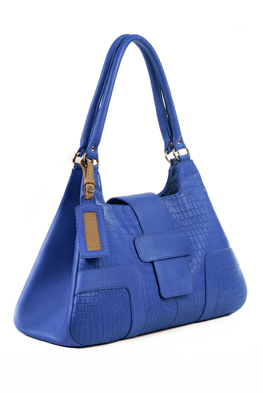 Luxueux grand sac à main, élégant et raffiné, coloris bleu électrique. Personnalisation : Choix des cuirs et des couleurs. - Florence KOOIJMAN