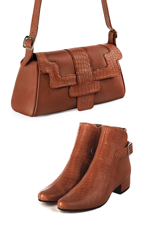 Sac à main  orange corail haut de gamme. Personnalisation. Vue porté - Florence KOOIJMAN