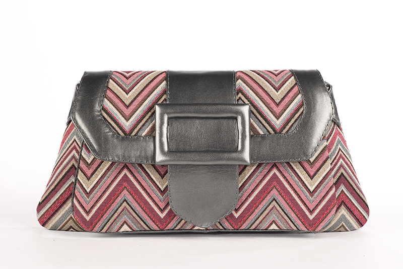 Luxueux sac à main, élégant et raffiné, coloris gris acier et rose fuchsia. Personnalisation : Choix des cuirs et des couleurs. - Florence KOOIJMAN