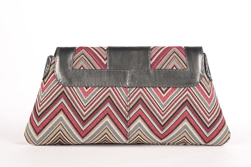 Luxueux sac à main, élégant et raffiné, coloris gris acier et rose fuchsia. Personnalisation : Choix des cuirs et des couleurs. - Florence KOOIJMAN