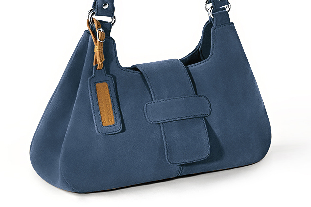 Sac à main  bleu denim haut de gamme. Personnalisation Vue avant - Florence KOOIJMAN