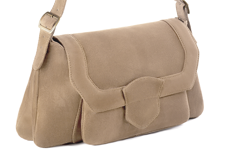 Sac à main  beige sahara haut de gamme. Personnalisation Vue avant - Florence KOOIJMAN